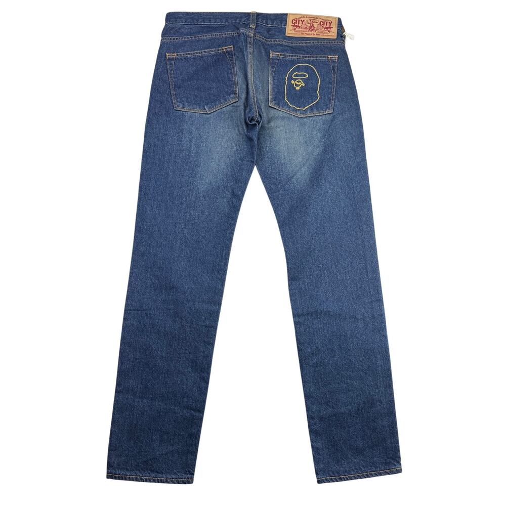 NWT BAPE Bathing Ape Low Rise Tapered Leg Blue Jeans Women's XS Made In Japan